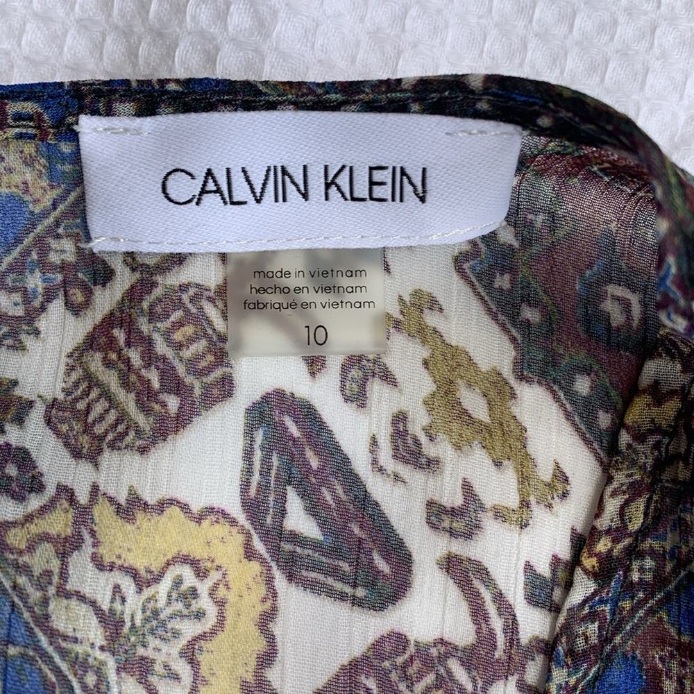 Calvin Klein Faux Wrap Chiffon Printed High low bohemian style dress. - Picture 9 of 13